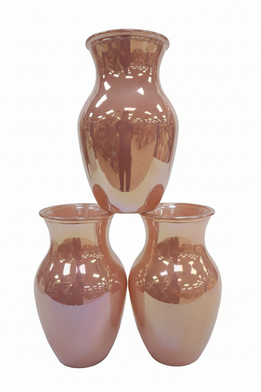 8" Rose Gold Metallic Glass Vase