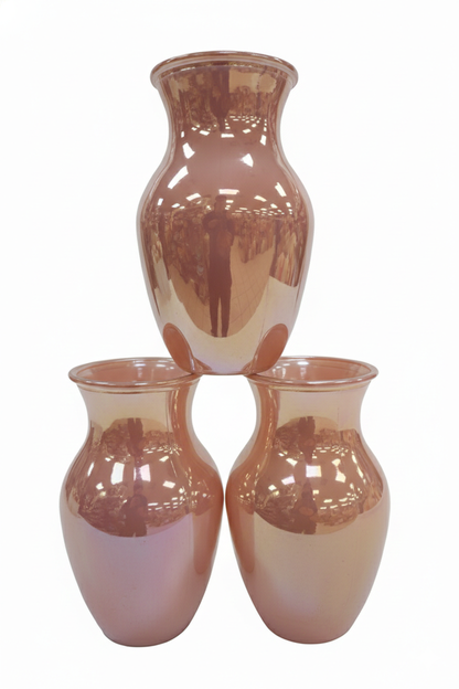 8" Rose Gold Metallic Glass Vase