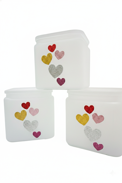 5" Heart-Embellished Frosted Vase