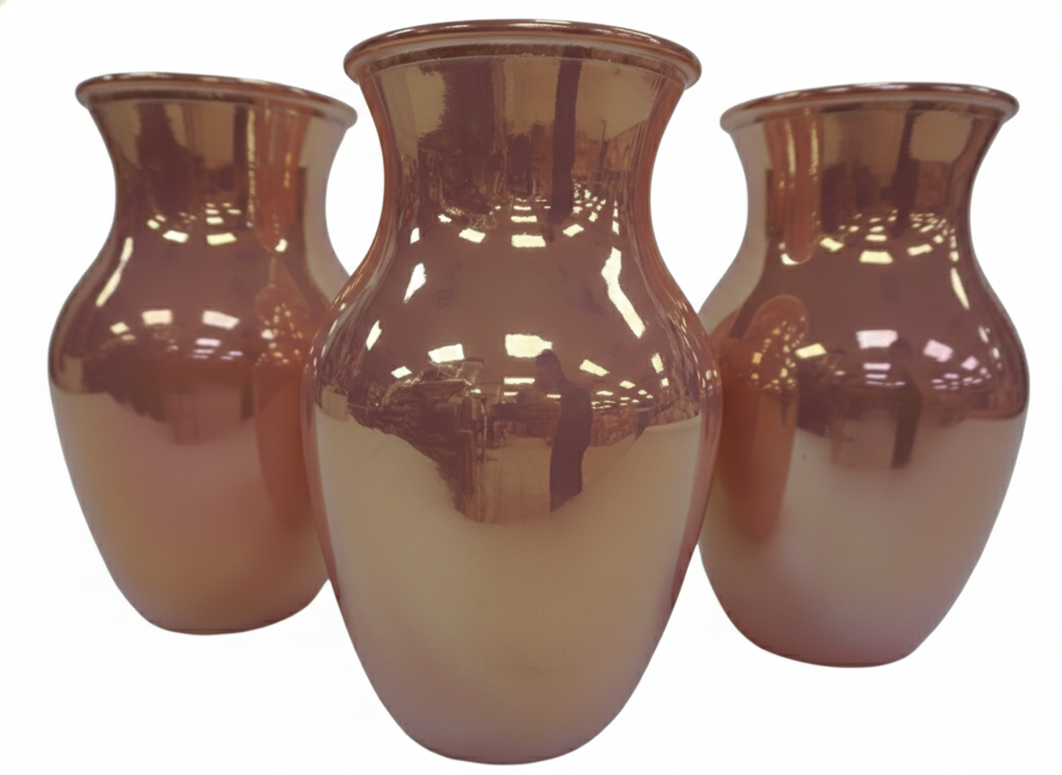 8" Rose Gold Metallic Glass Vase