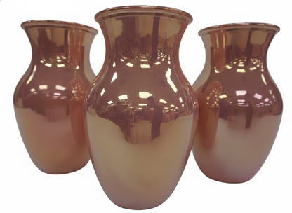 8" Rose Gold Metallic Glass Vase